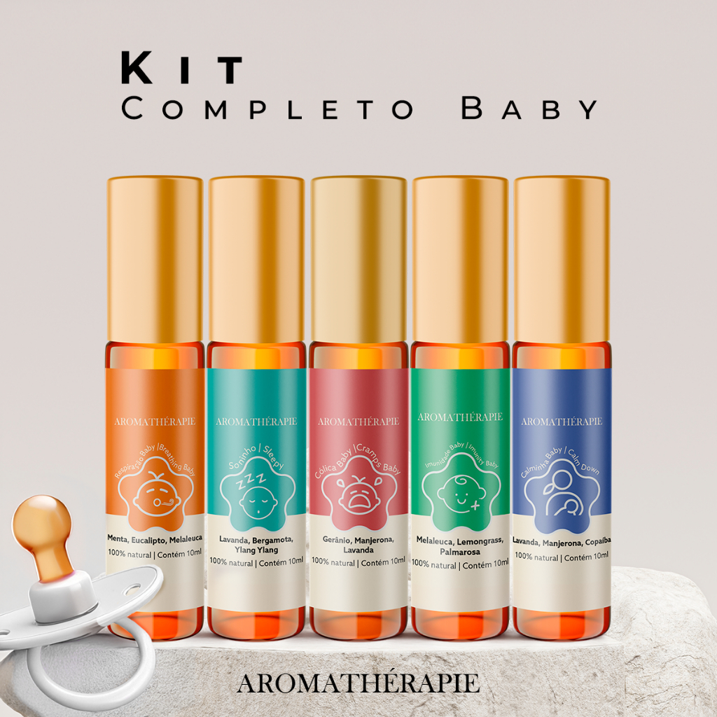 Kit 5 Aromaterapia Para Bebês Natural Blend Óleos Essenciais Aromathérapie - Kit Completo