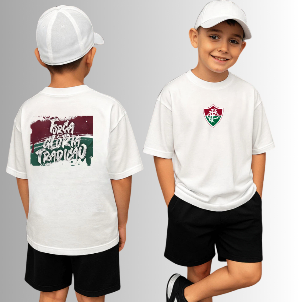 Conjunto Infantil Camiseta e Short Moletinho Times de Futebol Fluzão Fluminens e