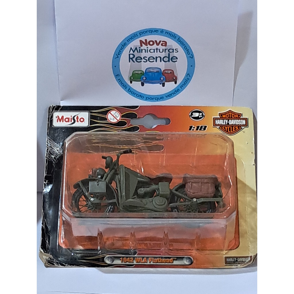 (40x20-19-1903a-1/6) Miniatura Maisto Harley-Davidson 1942 WLA Flathead (ORIGINAL no Blister-MOTO).