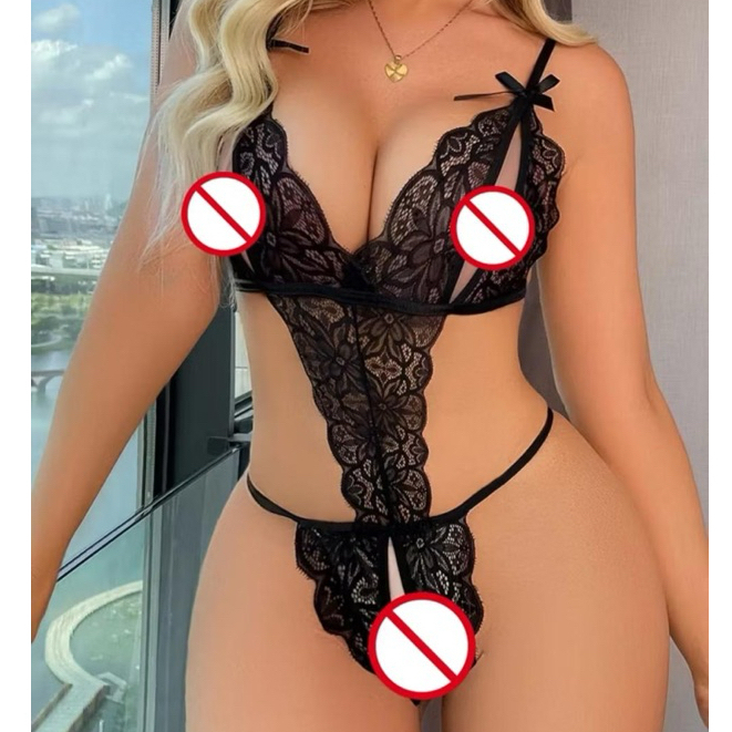 Body de Renda Apressadinha com Laços Abertura Íntima Amarração Lingerie em Oferta na Shopee