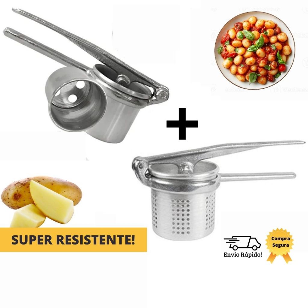Kit  Espremedor e Amassador de Batatas + Nhoqueira Espremedor de Nhoque Macarrão Massa, Legumes Para Fazer Pure, Utensil