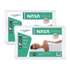 Kit 2 Travesseiros Nasa Cervical Viscoelástico Anatômico Antiácaro Ergonômico Viva Conforto