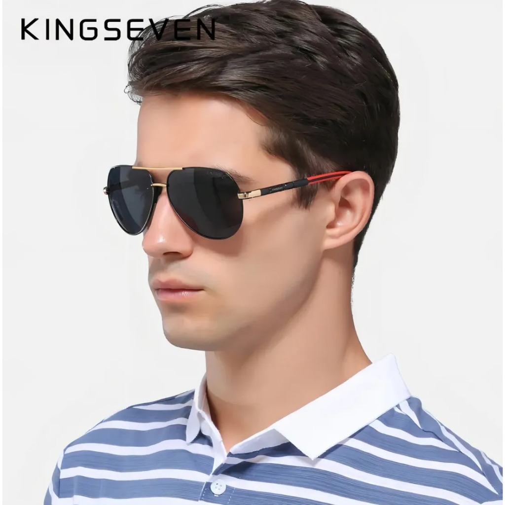 Óculos De Sol Aviador Kingseven Luxo Masculino Lente Preta - Luxo, Estilo Proteção em Um Só Produto