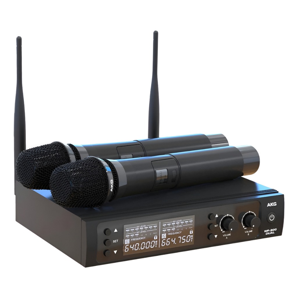 Microfone de Mão Duplo AKG Sem Fio Profissional WP300-Dual Bastão Dinâmico Cardióide Antena Dupla em Oferta na Shopee