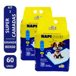 Kit 2 Tapetes Higiênicos Alta Absorção Cachorro 80x60 60Un