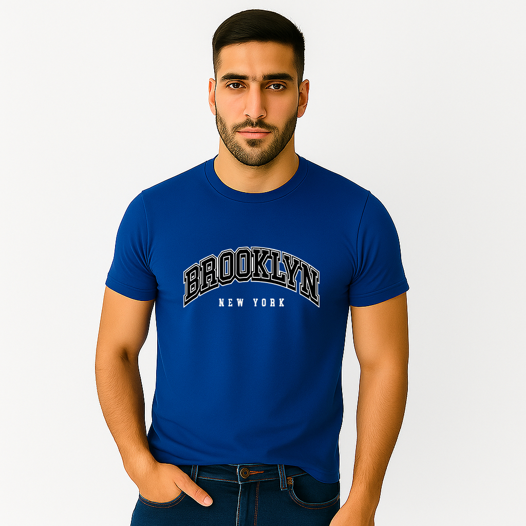 Camiseta Algodão Moda Streetwear Urbana Personalizada Brooklyn Lançamento Unissex