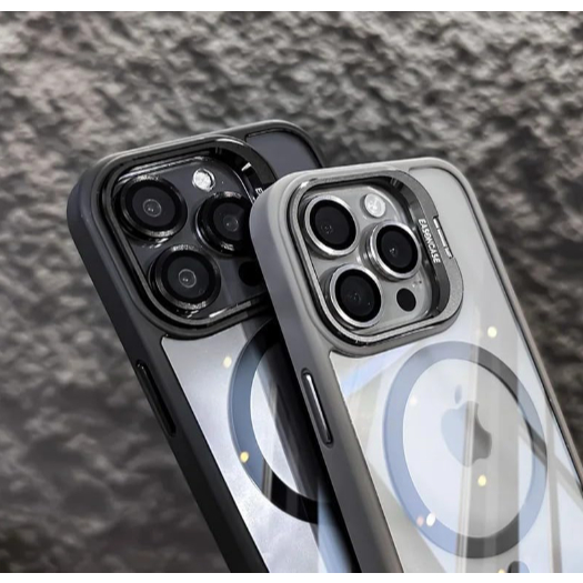 Capinha/Case Premium Magsafe Suporte Câmera Brinde Película Câmera iPhone 11 12 13 14 15 16 Pro Max