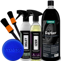 Darker Selante Pneu Pretinho + Delet Limpador Borracha + Izer Limpa Rodas Contaminação Ferrosa + 2 Pincel