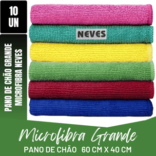 Kit C/ 10 - Pano De Chão Microfibra Gigante 60x40cm - Neves - Multiuso - Limpeza Geral - Multicores em Oferta na Shopee