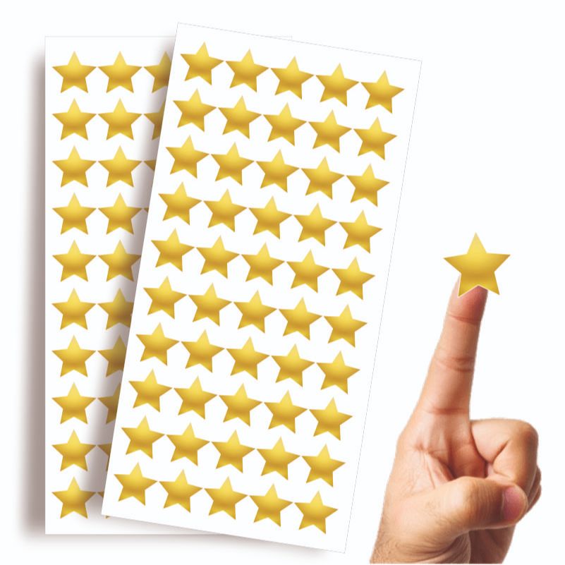 Etiquetas Adesivas Estrelas Douradas (3cm) | Adesivo Vinil Metálico | Auto Colante