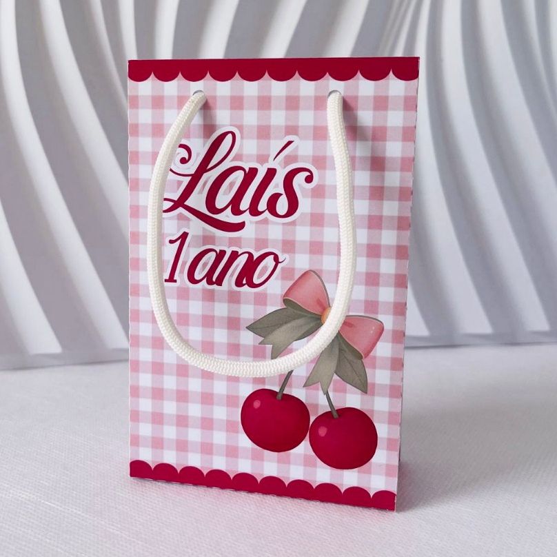 Sacolinha P Cerejinha Personalizada | Cereja | Sacolinha Surpresa | Lembrancinha festa Infantil | Aniversário