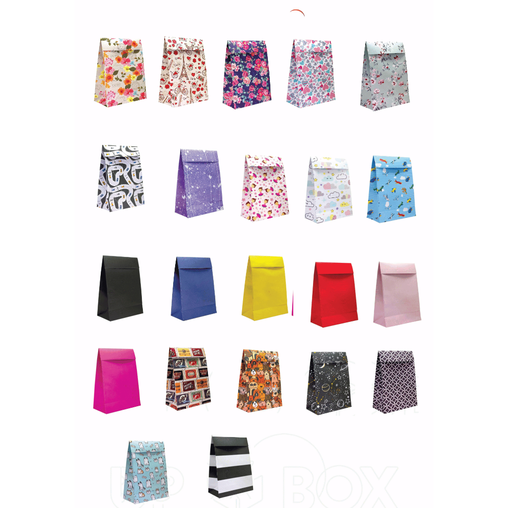 Sacola Envelope para Presente Grande – Kit c/ 10 ou 50 un – Varias Estampas – 34x25x9 cm – Papel Offset 180g