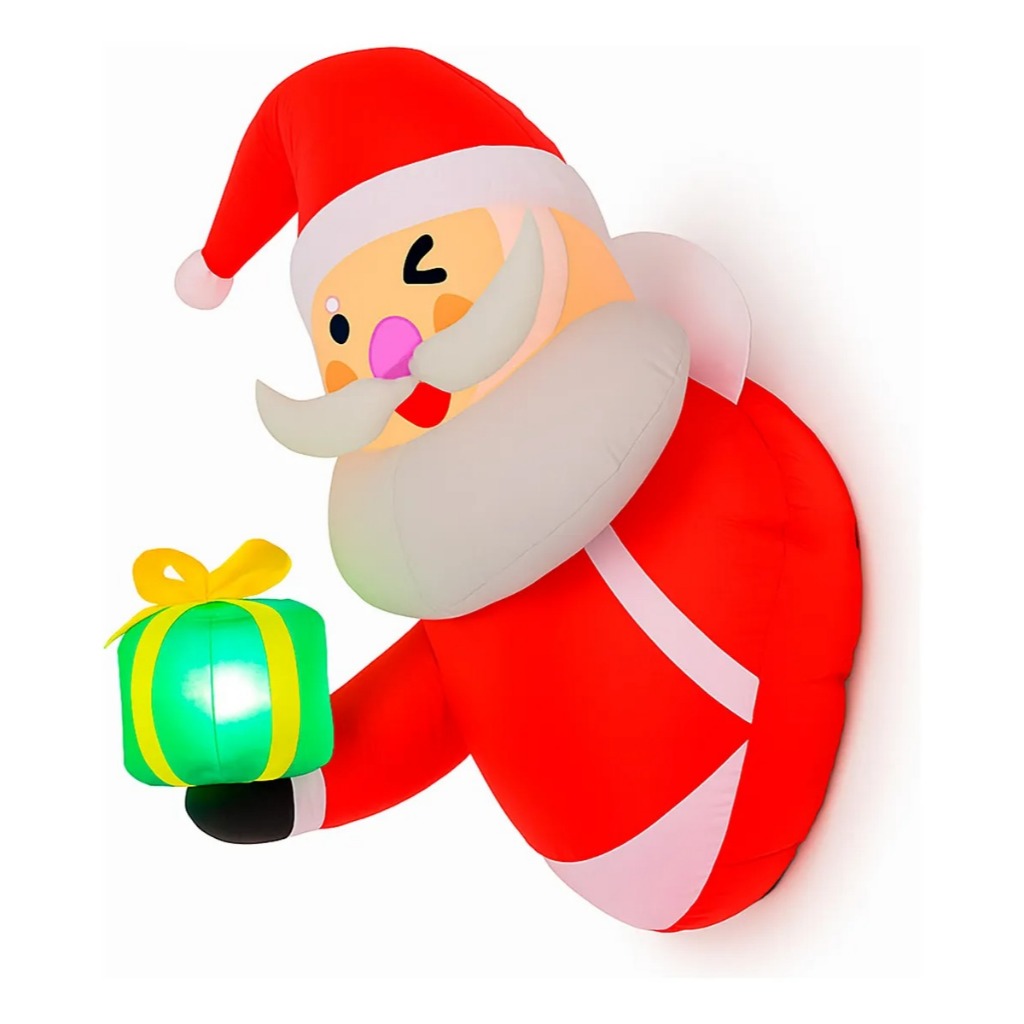 Papai Noel Parede 1,0 M Inflável Com Led Parede Decoração Vermelho