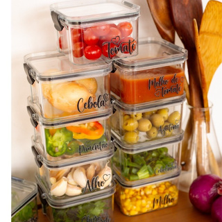 Potes Herméticos Geladeira Acrílico | Kit ou Unitário | Porta-Alho, Porta-Cebola | 460ml/800ml em Oferta na Shopee
