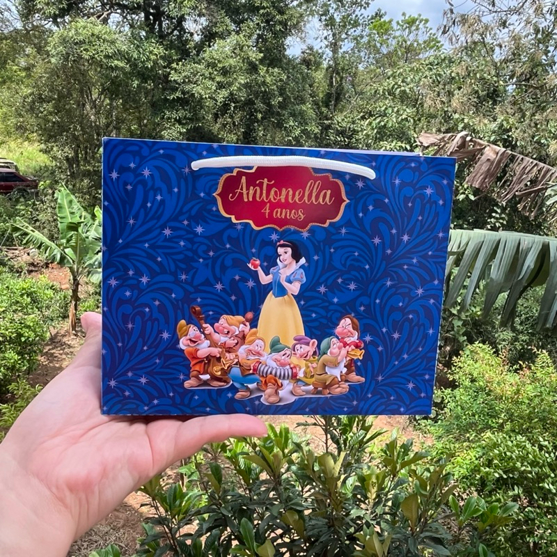 10/20 Sacolas G Personalizadas Branca de Neve | Lembrancinhas Festa | Fazemos todos os temas