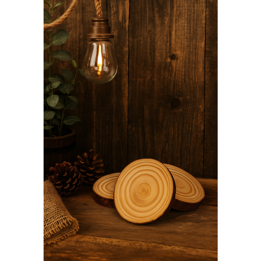 Porta copo em madeira natural - kit 4 Bolachas de Madeira Natural - 9x1,5cm ou 10x1,5cm