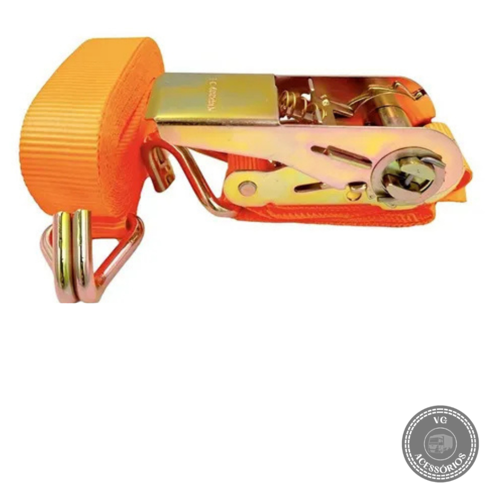 Kit 2 Cinta Para Amarrar Carga Com Catraca 800kg Cor Laranja