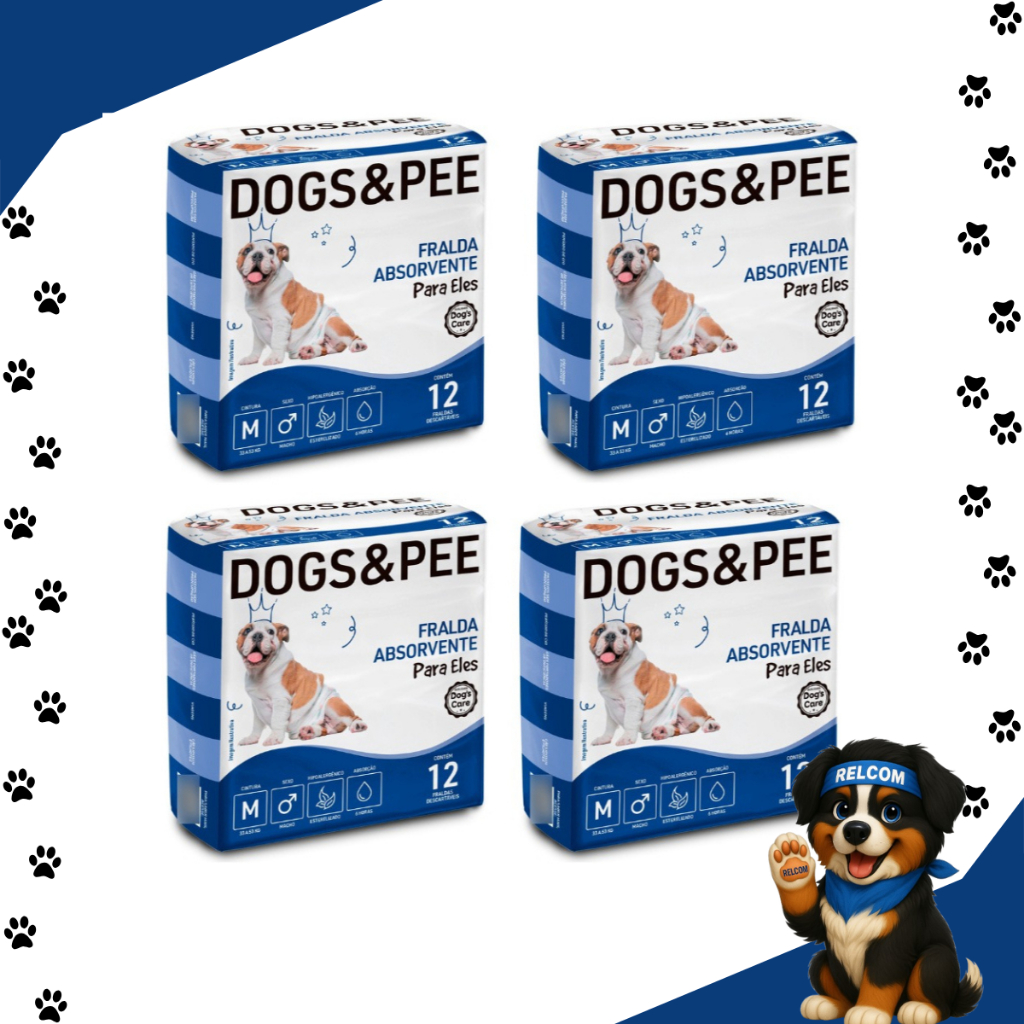 Fralda Descartável Higiênica Pet Cães Dogs Care Macho 48un M Fralda Descartável Higiênica Pet Cães Dogs Care Macho 48un M