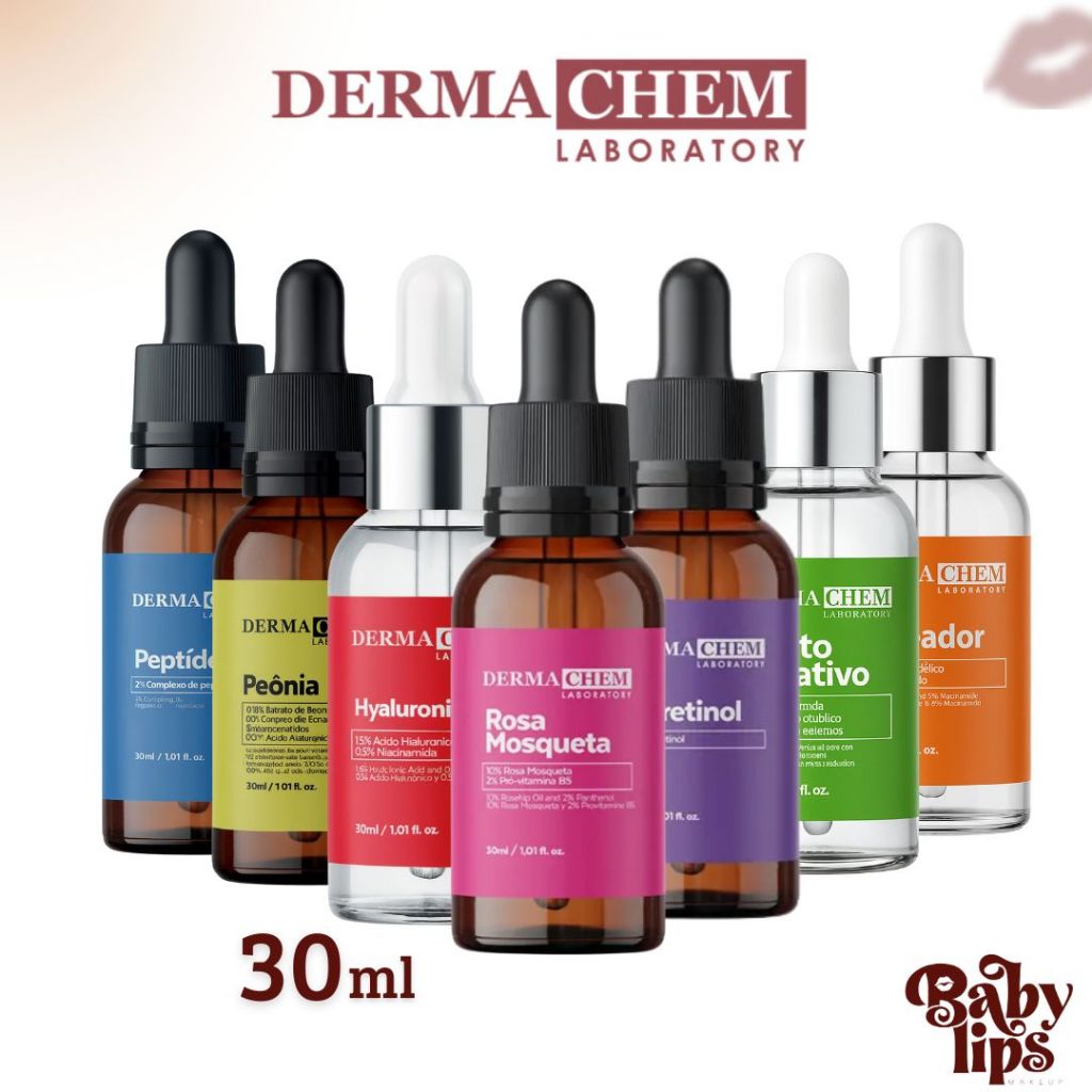 Dermachem Sérum Clareador Peônia Peptideos Bioretinol Rosa Mosqueta Secativo Hyaluronic - 30ml em Oferta na Shopee