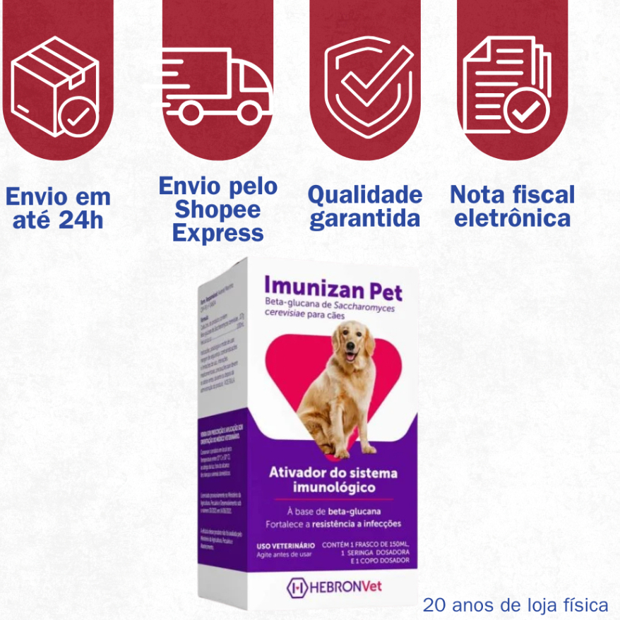 Imunizan Pet Hebron Vet 150ml mais imunidade para cães em Oferta na Shopee