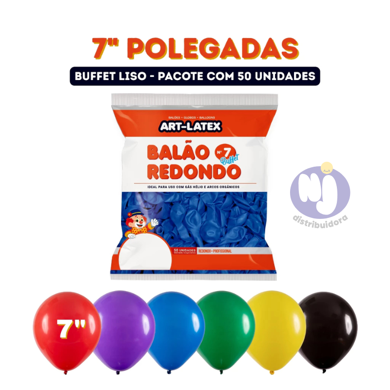 Balão Buffet 7" Art Latex 50 Unidades Diversas Cores em Oferta na Shopee