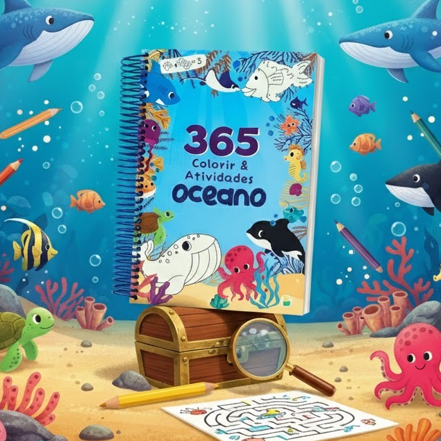 365 Colorir e Atividades Oceano Espiral livro educativo infantil reforço escolar