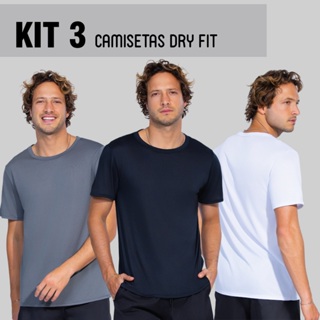 Kit 3 Camisetas Dry Fit Masculina Esportiva Treino Academia Corrida Confortável Secagem Rápida em Oferta na Shopee