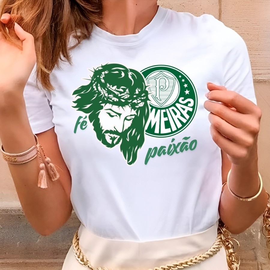 Camiseta T shirt Palmeiras Jesus Cristo / Camisa Feminina Do Verdão
