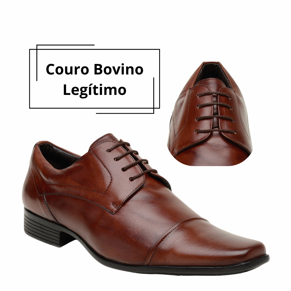 Sapato Social Masculino Couro Legítimo Cadarço Preto Marrom Café 37 ao 44