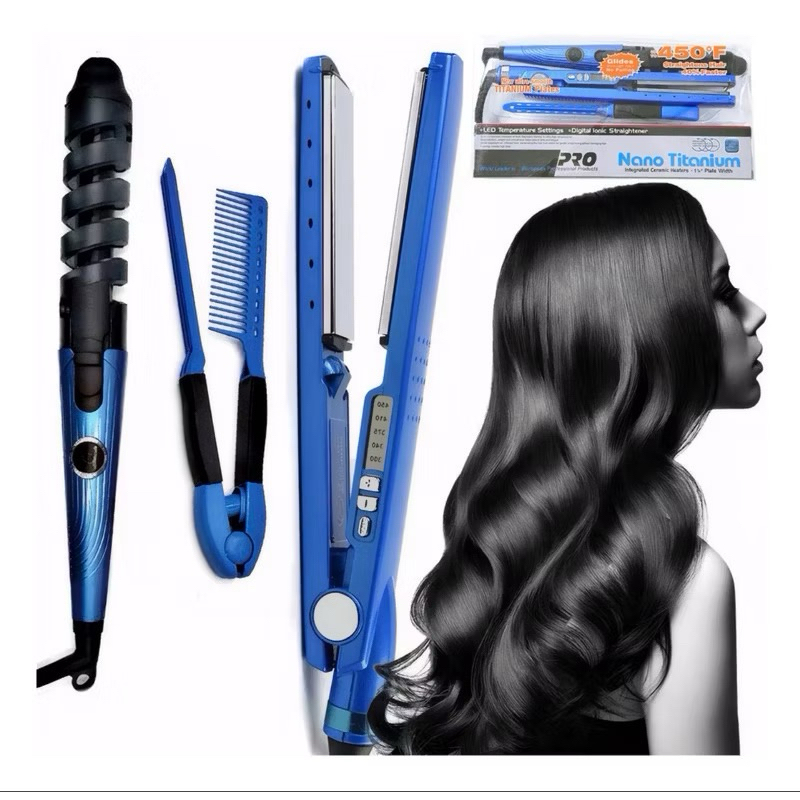 kit Chapinha Profissional Prancha Titânio 110V/220V OFERTA ROSA E ZAUL