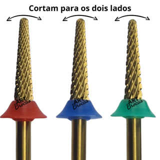 Broca dourada tungstenio conica 2 lados Wilson cuticula nivelamento limpeza unhas de gel alongamento em Oferta na Shopee