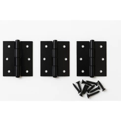 Kit 3 dobradiças para porta janela aço inox com parafusos branca e preta