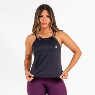 Regata Feminina Fitness Dry Fit 100% Poliamida Modelagem Soltinha Proteção UV Para Academia Minay em Oferta na Shopee