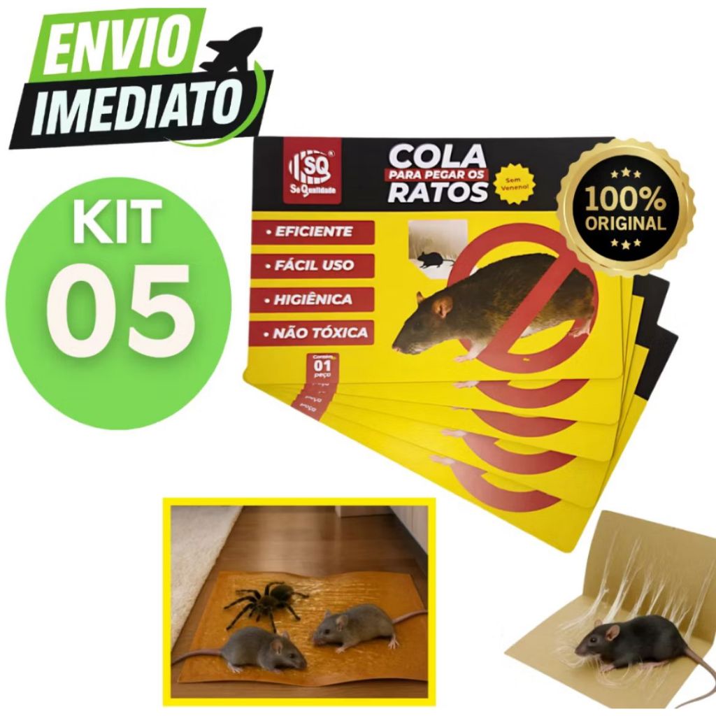 Kit Adesivo Rat Controle Insetos Anti Pragas Escorpião Pega Tudo Gruda Cola Residencia E Comercio