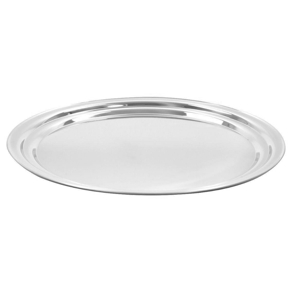 Bandeja de Inox Elegante para Servir Bebidas Comidas Redonda 35cm Para Garçom