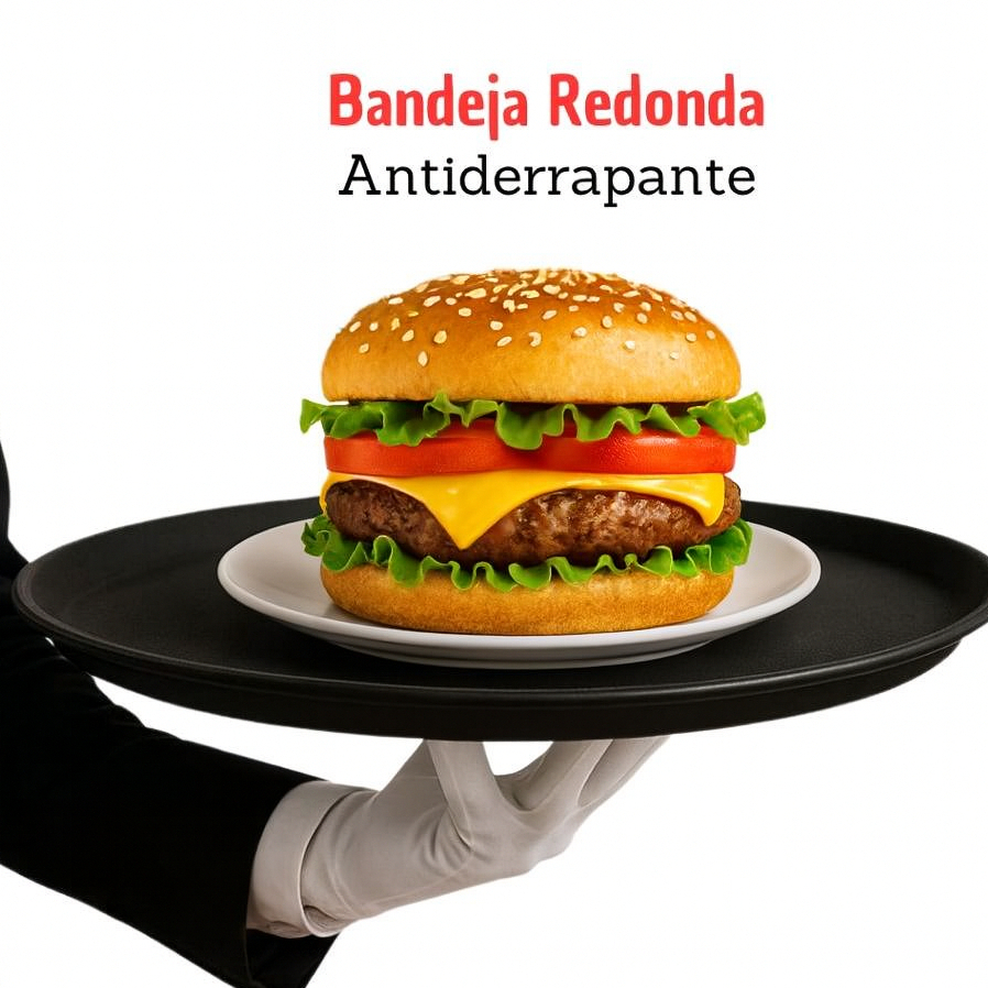 BANDEJA DE BAR E LANCHONETE ANTIDERRAPANTE REDONDA 35 CM PRETA. em Oferta na Shopee