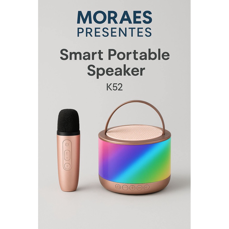 🔊 Caixa de Som Portátil Smart K52 com Microfone – RGB