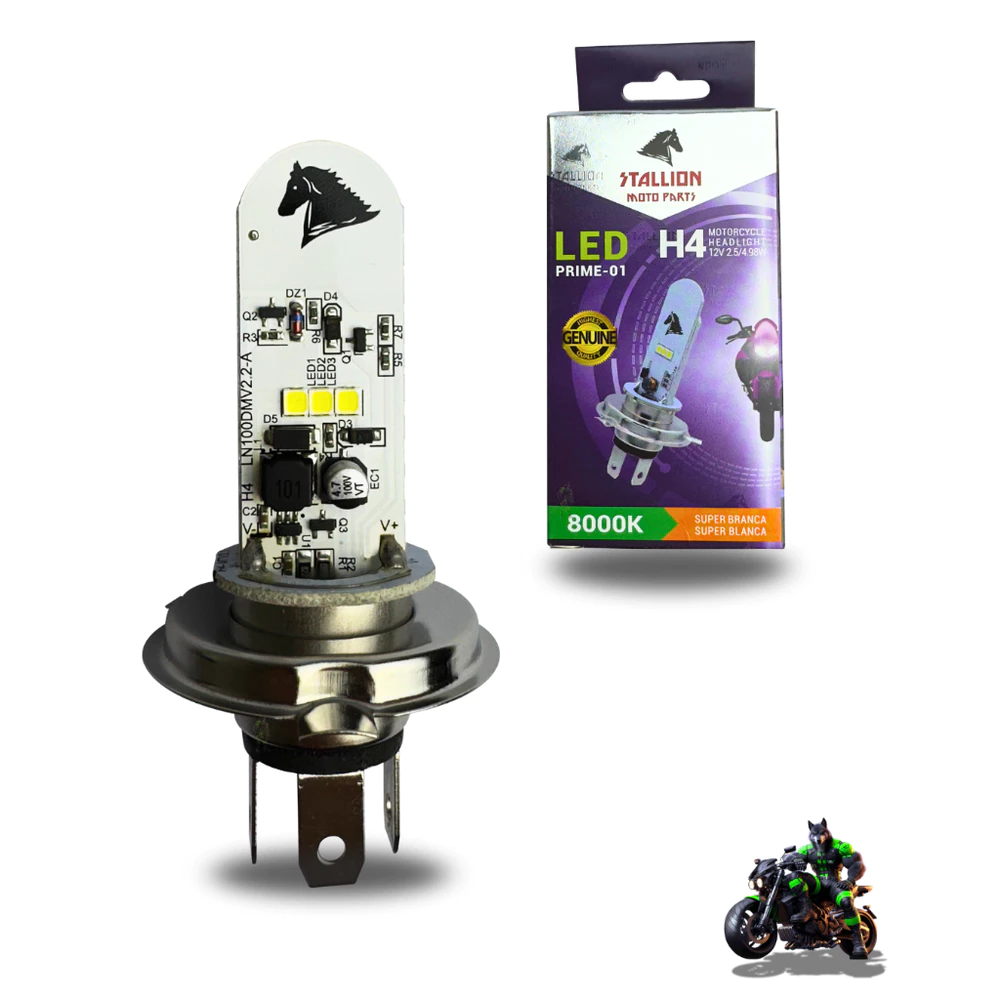 Led Lampada H4 Moto Carro 8000k Cavalinho Efeito Xenon Azul ORIGINAL