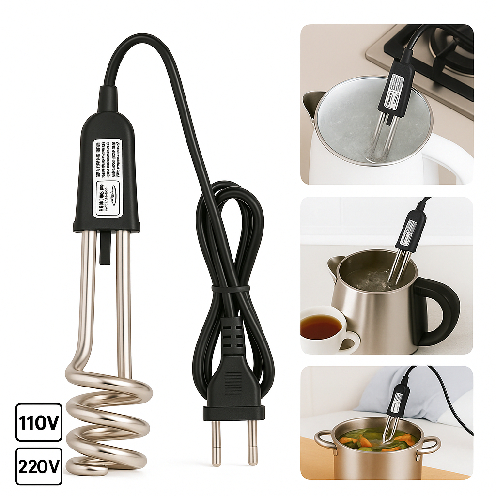 Aquecedor Água Elétrico 500W 220V 127V Ebulidor Mergulhão Rabo Quente Cabo Quente Ferve Água