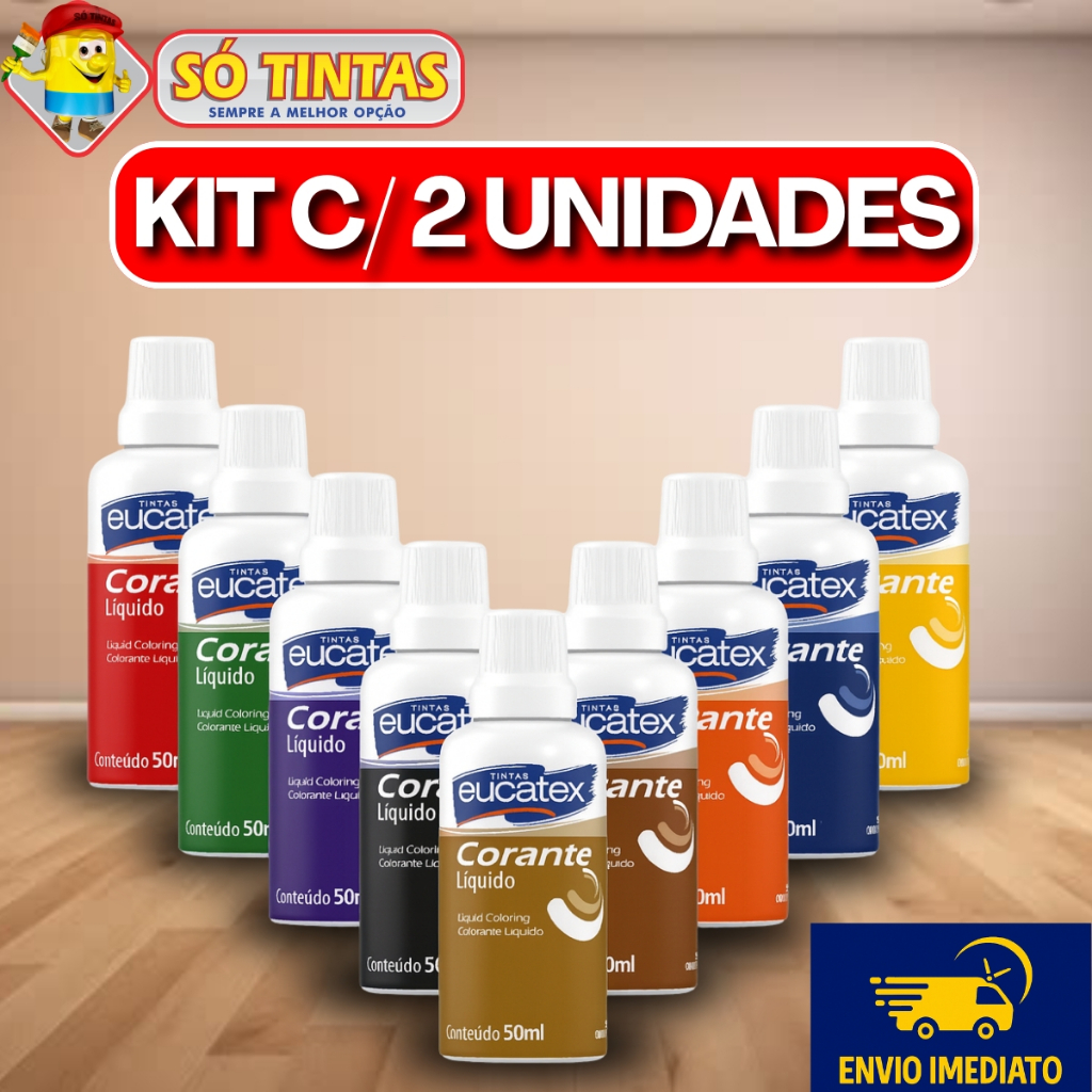 Kit 2 Corantes Líquido Eucatex 50ml Bisnaga, Cores Vibrantes, Alto Rendimento, Para Tintas, Parede em Oferta na Shopee