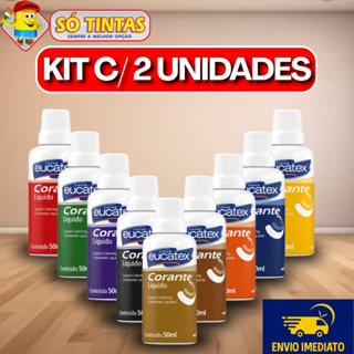 Kit 2 Corantes Líquido Eucatex 50ml Bisnaga, Cores Vibrantes, Alto Rendimento, Para Tintas, Parede em Oferta na Shopee