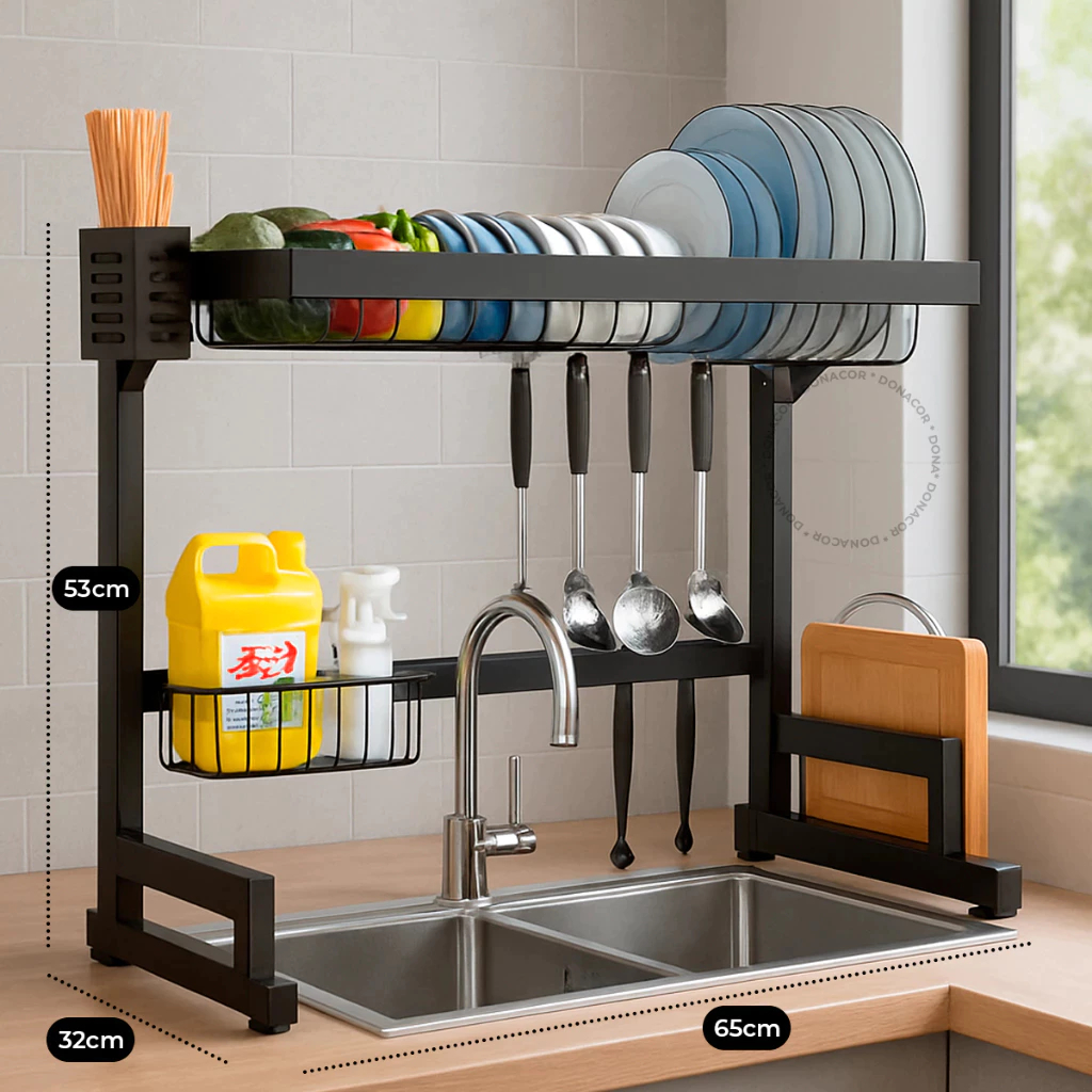 Escorredor De Louça Suspenso Aço Inoxidável Organizador Louça Preto 65cm — foto 5