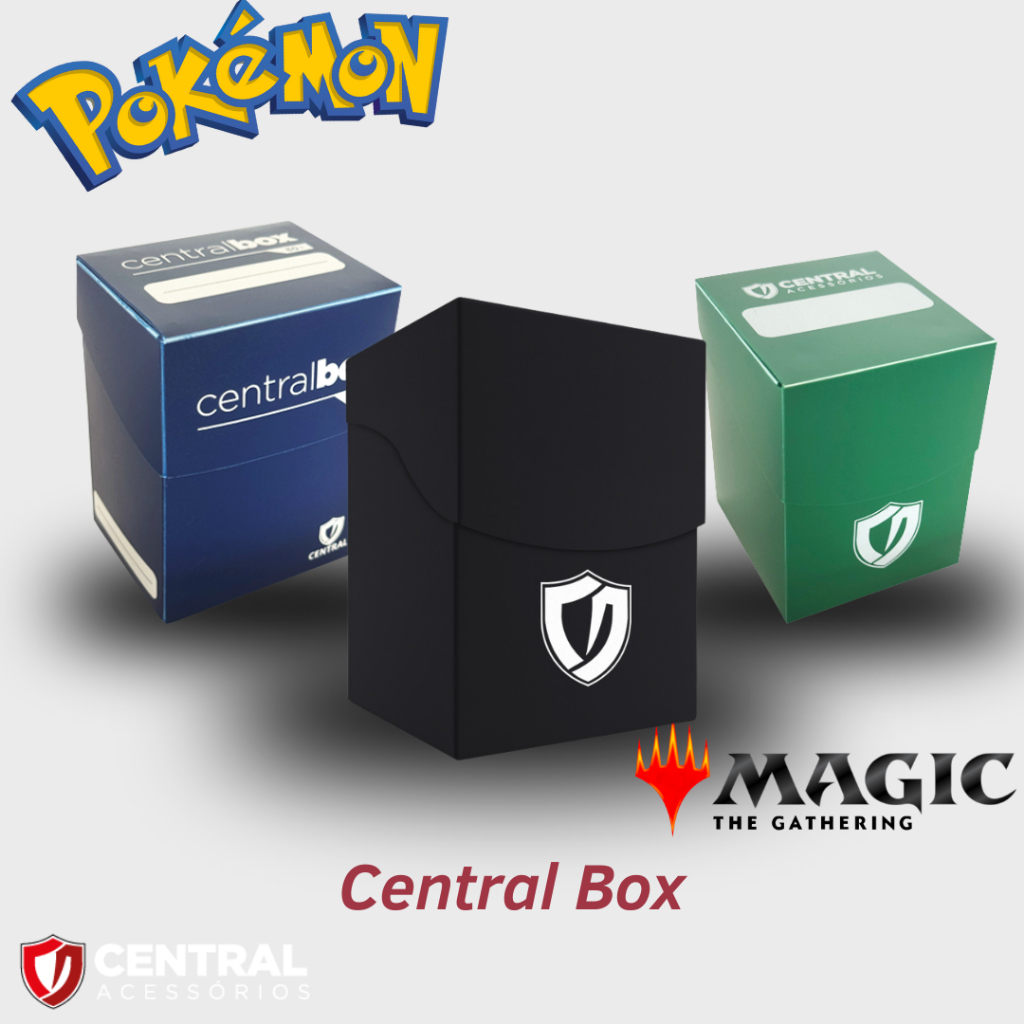 Central Box Commander Preto Deck Box Pokemon e Magic