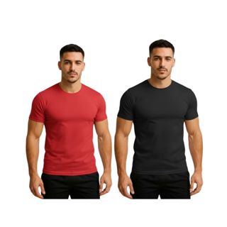 Kit 2 Camisetas Masculina Lisa Básica Manga Curta Premium em Oferta na Shopee