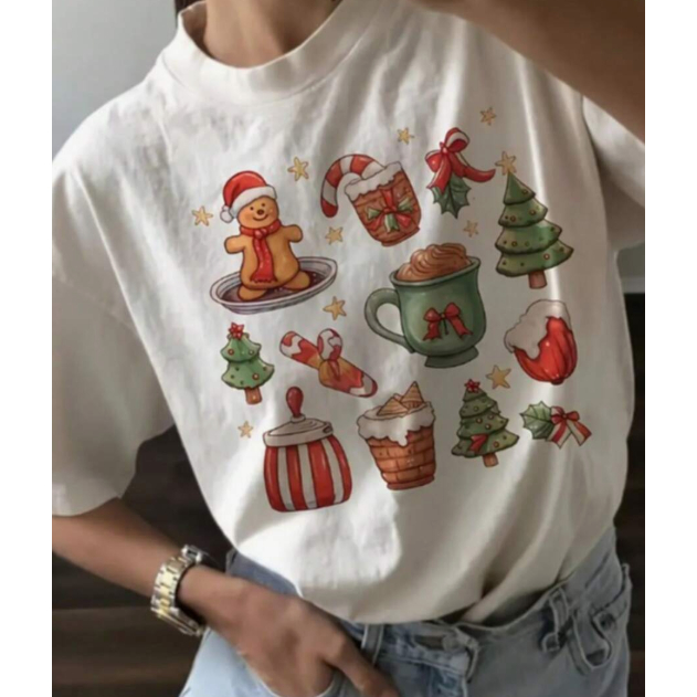 Camiseta Premium Natalina Blusinha Feminina Estilosa Confortavel Blusao Merry Christimas Natal