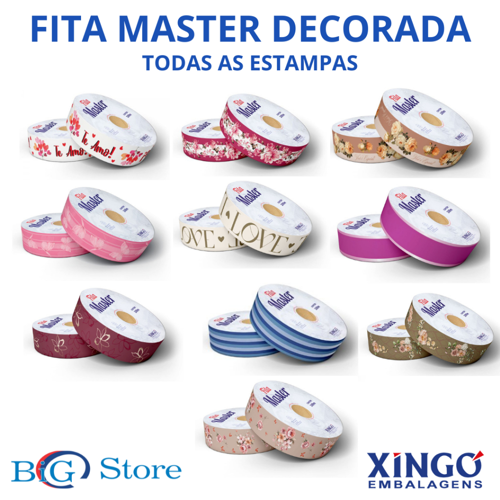 FITA MASTER DECORADA XINGÓ EMBALAGENS 32MM X 100M ( UNIDADE ) em Oferta na Shopee