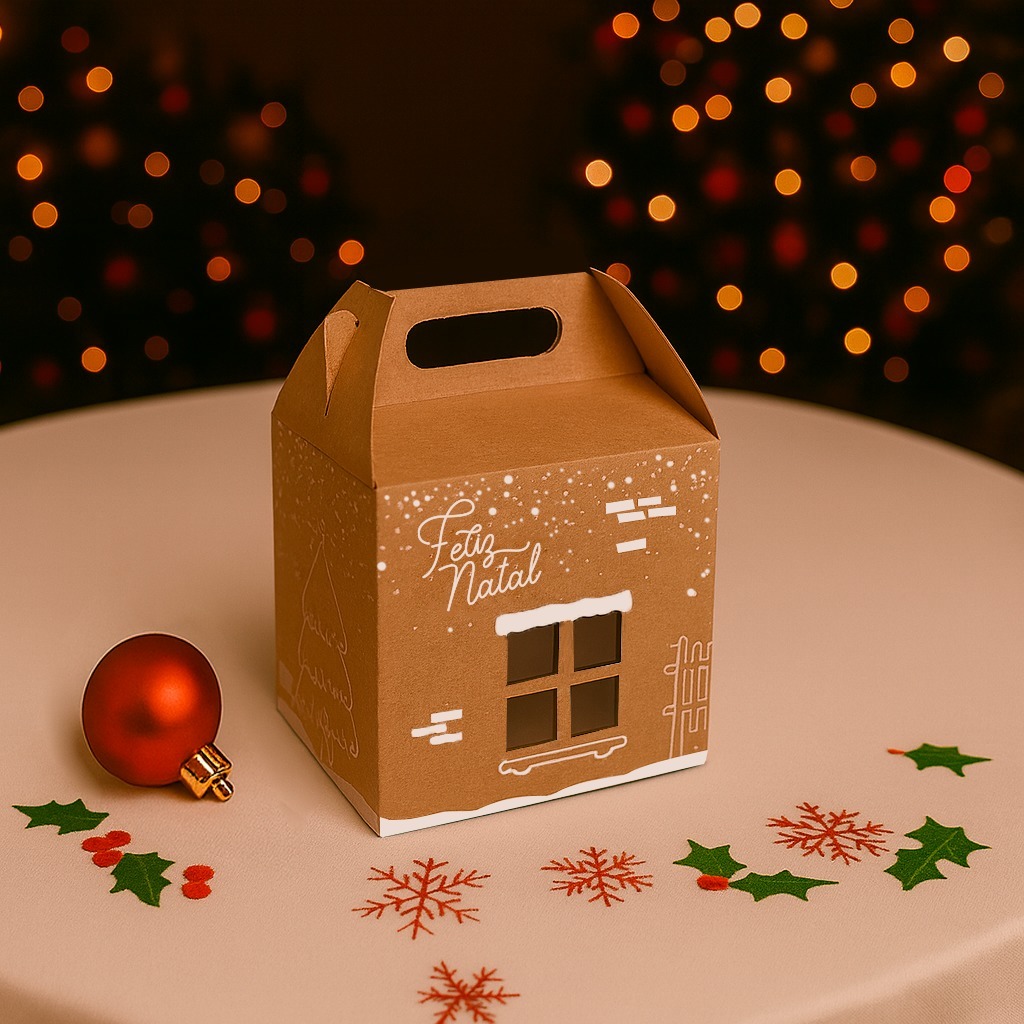 Caixa 10x10x10 Mini Panetone Kraft Mini Bolo Natal 10 Unidades
