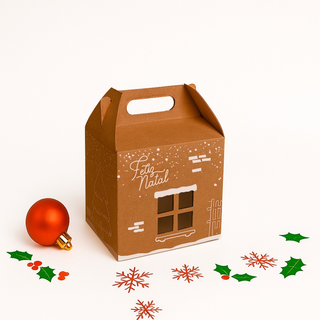 10 Caixas 10x10x10 para Mini Panetone Kraft Bolo Natalino