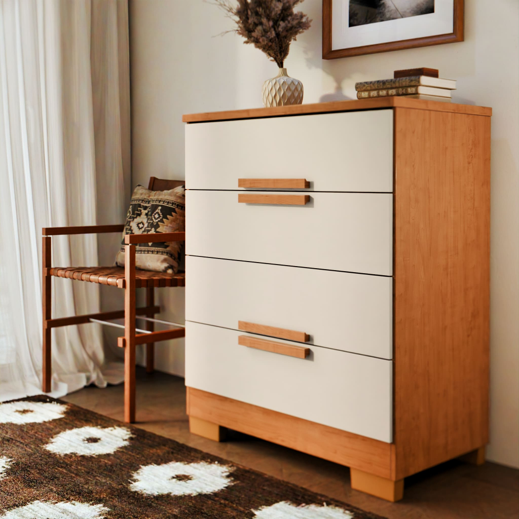 Cômoda Napoles 4 Gavetas MDF/MDP com Corrediças Telescópicas para Quarto