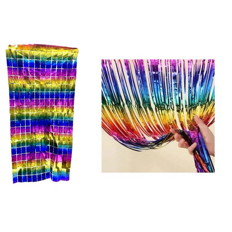 1,2,3 unidades Cortina colorido Metalizada Fitas Para Decoração Junina carnaval em Oferta na Shopee